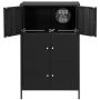 SONGMICS Storage Cabinet, 3-Tier Metal Office Cabinet, Multipurpose Storage Organiser Stand with 6 Doors, 25.6 x 14.3 x 41.4 Inches, Max. Load Capacity 33 lb per Shelf, Black UOMC006B01