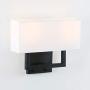 Permo 2-Lights Wall Sconce Light Fixture Black Finish with White Textile Shades and 2pcs On/Off Switch Button Living Room Bedside Nightstand Light