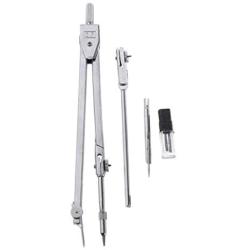freneci Pro Students Metal Compass Drawing Measuring Portable Dividers Tool - Silver, Compasses with 5 Parts