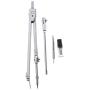 freneci Pro Students Metal Compass Drawing Measuring Portable Dividers Tool - Silver, Compasses with 5 Parts