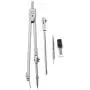 freneci Pro Students Metal Compass Drawing Measuring Portable Dividers Tool - Silver, Compasses with 5 Parts