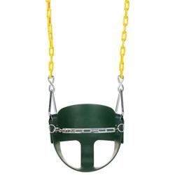 Eastern Jungle Gym Heavy-Duty High Back Half Bucket Toddler Swing Seat with Coated Swing Chains and Safety Strap