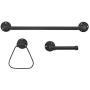 MyGift 3-Piece Wall Mounted Black Metal Pipe Bathroom Accessory Set w/Toilet Paper Holder, Towel Ring & Towel Bar