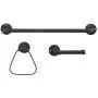 MyGift 3-Piece Wall Mounted Black Metal Pipe Bathroom Accessory Set w/Toilet Paper Holder, Towel Ring & Towel Bar