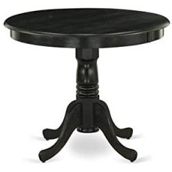 East West Furniture ANT-ABK-TP Antique Dining Table Made of Rubber Wood, 36 Inch Round, Wirebrushed Black Finish