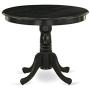 East West Furniture ANT-ABK-TP Antique Dining Table Made of Rubber Wood, 36 Inch Round, Wirebrushed Black Finish