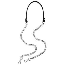 JEATHA 47'' Faux Leather Metal Chain Shoulder Strap with Buckles Replacement Bag Parts for Cross Body Bag DIY Hand Bag