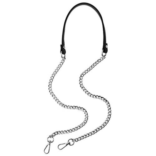 JEATHA 47'' Faux Leather Metal Chain Shoulder Strap with Buckles Replacement Bag Parts for Cross Body Bag DIY Hand Bag