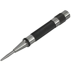 Starrett 18A Automatic Center Punch with Hardened Steel Metal, Universal Tool for Machinists and Carpenters with Adjustable Knurled Cap to Control Blow Force, No. 4 Graduation