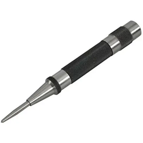Starrett 18A Automatic Center Punch with Hardened Steel Metal, Universal Tool for Machinists and Carpenters with Adjustable Knurled Cap to Control Blow Force, No. 4 Graduation Starrett 18A Automatic Center Punch with Hardened Steel Metal, Universal Tool for Machinists and Carpenters with Adjustable Knurled Cap to Control Blow Force, No. 4 Graduation