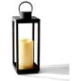 Large Outdoor Lantern with Solar Candle - 18 Inch Tall, Matte Black Metal Frame, Waterproof Flameless Pillar Candle, Dusk to Dawn Timer, Large Size for Floor or Patio Decor, Battery Included