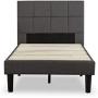 ZINUS Lottie Upholstered Platform Bed Frame / Mattress Foundation / Wood Slat Support / No Box Spring Needed / Easy Assembly, Grey, Twin