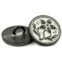 Bezelry 12 Pieces Gentianaceae Flower Metal Shank Buttons. 14mm (9/16 inch) (Gunmetal White Patina)