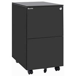 Bonnlo 2-Drawer Metal Filing Cabinet with Lock Under Desk Office Drawer Cabinet, Black