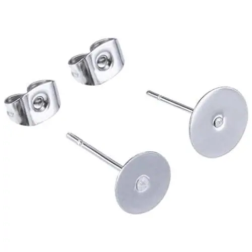Outus 100 Pieces Stainless Steel Earrings Posts Flat Pad (2 Size) with 100 Pieces Earring Backs for Earring Making Findings, Total 200 Pieces Outus 100 Pieces Stainless Steel Earrings Posts Flat Pad (2 Size) with 100 Pieces Earring Backs for Earring Making Findings, Total 200 Pieces