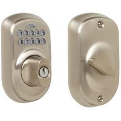 Schlage BE365 PLY 619 Plymouth Keypad Deadbolt, Satin Nickel