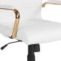 Flash Furniture Mid-Back White LeatherSoft Executive Swivel Office Chair with Gold Frame and Arms