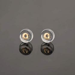 Real 14K Gold Earring Backs Hypoallergenic Soft Clear Silicone Earrings Backings Replacements Secure Safety for Studs (1 pair)