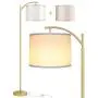 Rottogoon Floor Lamp for Living Room, LED Standing Lamp with 2 Lamp Shades Tall Industrial Floor Lamp Reading for Bedroom, Office, Study Room (9W LED Bulb, Beige & White Shades Included) -Gold