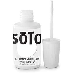 soto Appliance + Porcelain Paint Touch UP - Low VOC, high-Gloss for Bathroom + Kitchens: Sinks, bathtubs, appliances, Metal Surfaces, Tile, Fiberglass, Glossy finishes, etc (No. 01 Perfect White)