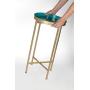Kate and Laurel Celia Round Metal Foldable Tray Accent Table, Teal with Gold Base