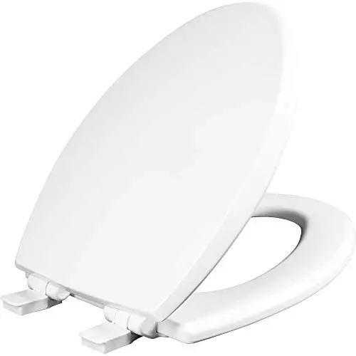 Mayfair 1847SLOW 000 Kendall Slow-Close, Removable Enameled Wood Toilet Seat that will Never Loosen, 1 Pack ELONGATED - Premium Hinge, White
