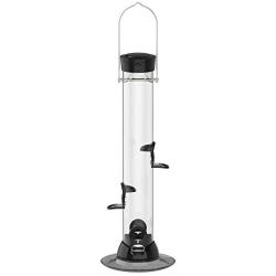 Droll Yankees Onyx Clever Clean and Fill Mixed Seed Bird Feeder, 18 Inches, 4 Ports, Black