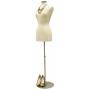 Female Mannequin Dress Form Torso with Round Metal Base and Neck Cap - Off White Premium Fully Pinnable Womens Dress Form #F6/8W+BS-04