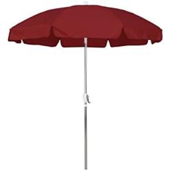 California Umbrella 7.5 Round Aluminum Patio Umbrella with Valance, Crank Lift, 3-Way Tilt, Silver Pole, Red Olefin
