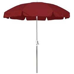 California Umbrella 7.5 Round Aluminum Patio Umbrella with Valance, Crank Lift, 3-Way Tilt, Silver Pole, Red Olefin