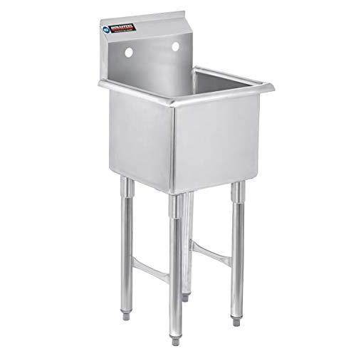 DuraSteel SCSN1491NI SCSE15151P 1 Compartment Stainless Steel Utility Preparation Prep NSF Sink, 15''x15'' Inner Tub, Chrome, 27 Pound