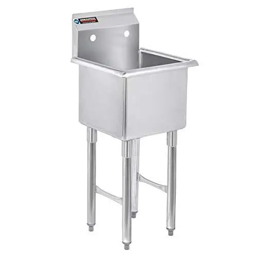 DuraSteel SCSN1491NI SCSE15151P 1 Compartment Stainless Steel Utility Preparation Prep NSF Sink, 15''x15'' Inner Tub, Chrome, 27 Pound DuraSteel SCSN1491NI SCSE15151P 1 Compartment Stainless Steel Utility Preparation Prep NSF Sink, 15''x15'' Inner Tub, Chrome, 27 Pound