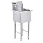 DuraSteel SCSN1491NI SCSE15151P 1 Compartment Stainless Steel Utility Preparation Prep NSF Sink, 15''x15'' Inner Tub, Chrome, 27 Pound