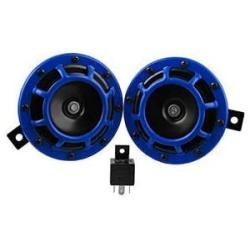 Anngo Eletric Car Horn Kit 12V 135db Super Loud High Tone and Low Tone Metal Twin Horn Kit with Bracket for Cars Trucks SUVs RVs Vans Motorcycles Off Road Boats (Blue)