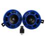 Anngo Eletric Car Horn Kit 12V 135db Super Loud High Tone and Low Tone Metal Twin Horn Kit with Bracket for Cars Trucks SUVs RVs Vans Motorcycles Off Road Boats (Blue)