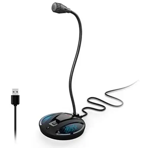 USB PC Microphone, Computer Recording Condenser Cardioid Mic with Mute Button & LED Indicator for Laptop, Mac, PS4 - Voice Recording, Podcasting, Skype, YouTube, Games, Streaming (JV603-Black)