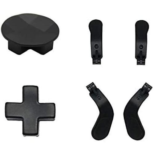 4 pcs Trigger Paddles and 2 Interchangeable D-Pads Metal Stainless Steel Replacement Parts for Elite Series 2 and Xbox one Elite Controllers(Black)