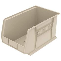 Akro-Mils 30260 AkroBins Plastic Storage Bin Hanging Stacking Containers, (18-Inch x 11-Inch x 10-Inch), Stone, (6-Pack) (30260STONE)