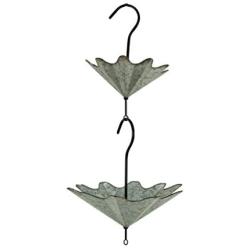 Galvanized Metal Umbrella Hanging Planter Flower Holders 2 Piece Set