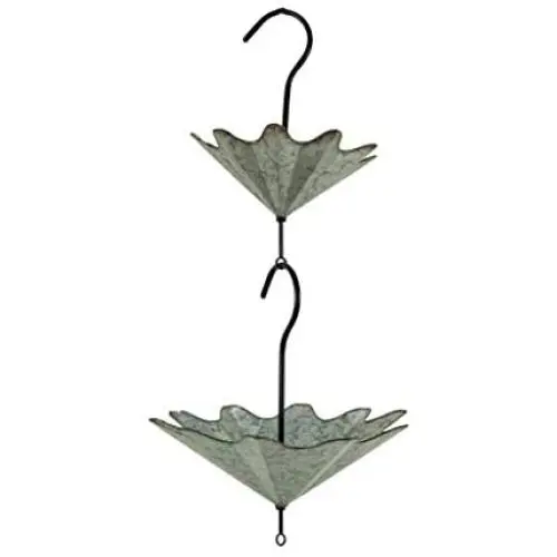 Galvanized Metal Umbrella Hanging Planter Flower Holders 2 Piece Set Galvanized Metal Umbrella Hanging Planter Flower Holders 2 Piece Set