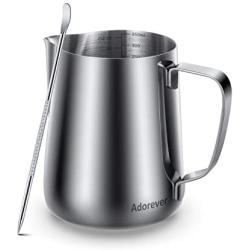 Milk Frothing Pitcher 350ml 600ml 900ml 1500ml 2000m(12oz 20oz 32oz 50oz 66oz)Steaming Pitchers Stainless Steel Milk Coffee Cappuccino Latte Art Barista Steam Pitchers Milk Jug Cup with Decorating Pen