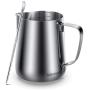 Milk Frothing Pitcher 350ml 600ml 900ml 1500ml 2000m(12oz 20oz 32oz 50oz 66oz)Steaming Pitchers Stainless Steel Milk Coffee Cappuccino Latte Art Barista Steam Pitchers Milk Jug Cup with Decorating Pen