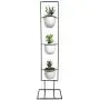 Indoor Metal Vertical Plant Stand with 3 White Ceramic Pots, Iron Flower Pot Holder Rack, Outdoor Decor, Potted Steel Planter Garden Container Display, 23 Bees Indoor Metal Vertical Plant Stand with 3 White Ceramic Pots, Iron Flower Pot Holder Rack, Outdoor Decor, Potted Steel Planter Garden Container Display, 23 Bees