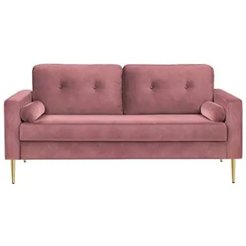 VASAGLE Sofa, Couch for Living Room, Velvet Surface, for Apartment, Small Space, Solid Wood Frame, Metal Legs, Easy Assembly, Mid-Century Modern Design, 71.3 x 32.3 x 33.9 Inches, Pink ULCS002P01 VASAGLE Sofa, Couch for Living Room, Velvet Surface, for Apartment, Small Space, Solid Wood Frame, Metal Legs, Easy Assembly, Mid-Century Modern Design, 71.3 x 32.3 x 33.9 Inches, Pink ULCS002P01