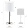 CO-Z White Table Lamp with USB Charger Set of 2, Modern Metal Desk Lamp in Brushed Nickel Finish, 21 inches in Height, USB Bedside Lamps for Office Bedroom Nightstand Accent.