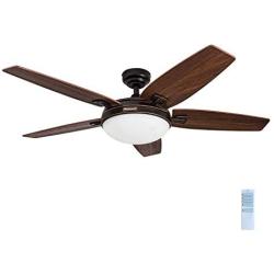 Honeywell Carmel 48-Inch Ceiling Fan with Integrated Light Kit and Remote Control, Five Reversible Cimarron/Ironwood Blades, Oil-Rubbed Bronze