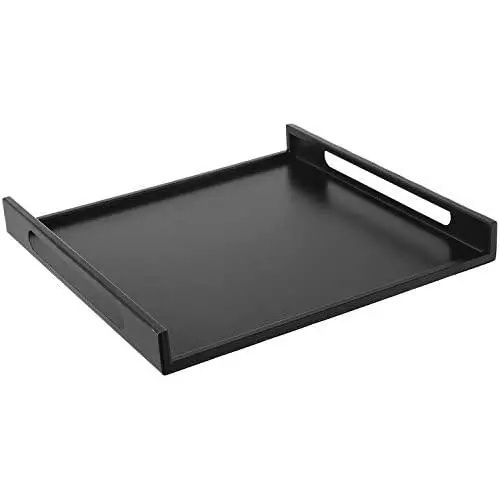 MyGift Large Modern Square Matte Black Metal Serving Tray with Curved Cutout Handles - 16 x 16