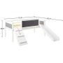 DONCO Twin Art Play Junior LOW LOFT, White Wash/Dark Grey