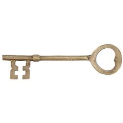 Skeleton Key Antique Finish Classic Brass Metal, Mortise Locks Rim Architectural Barrel Lock Key, Vintage Cabinet Dresser Drawer Grandfather Clock Key (Shank Length 4 1/8 Inch, Bit 7/8 X 7/8 Inch)