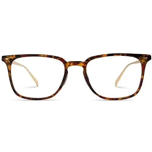 WearMe Pro - Modern Square Style Metal Frame Blue Light Blocking Computer Glasses (Mix Brown Tortoise/Gold) WearMe Pro - Modern Square Style Metal Frame Blue Light Blocking Computer Glasses (Mix Brown Tortoise/Gold)